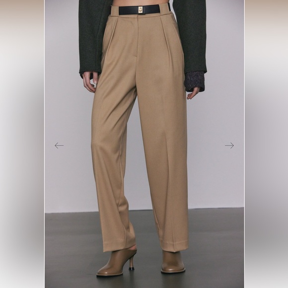 Lock Belted Wide Tapered Trousers, Parchment - Picture 2 of 2